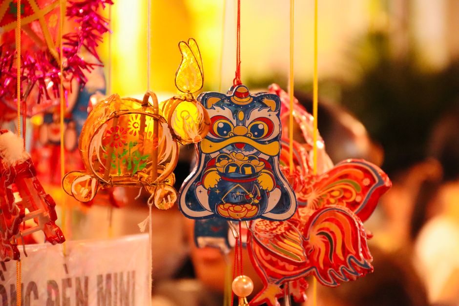 Colorful traditional Asian lanterns capturing the essence of a lively cultural festival.
