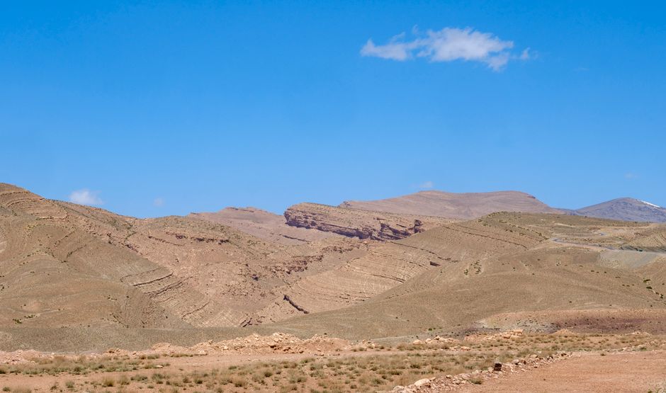 Capture of the picturesque Atlas Mountains in Morocco on a clear sunny day.